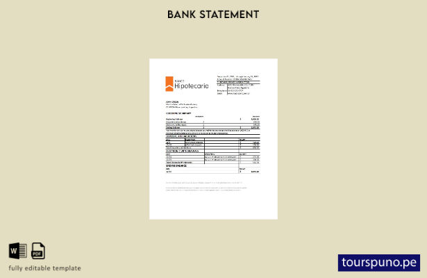 listo para imprimir plantilla de excel de extracto bancario del Banco Hipotecari